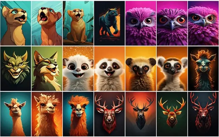A collage of llama cartoon, cub cartoon and more