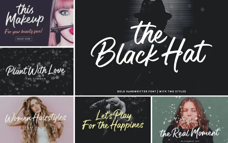 black hat font, font handwritten bold