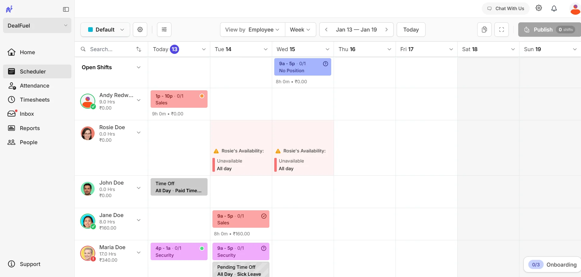 Scheduler UI of Camelo - Productivity Tracking Software
