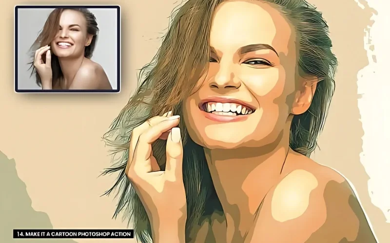 cartoon art photoshop action, cartoon psd action