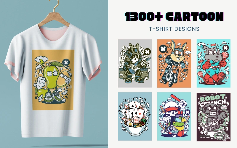 Cartoon T-shirt Designs Bundle Feature Image