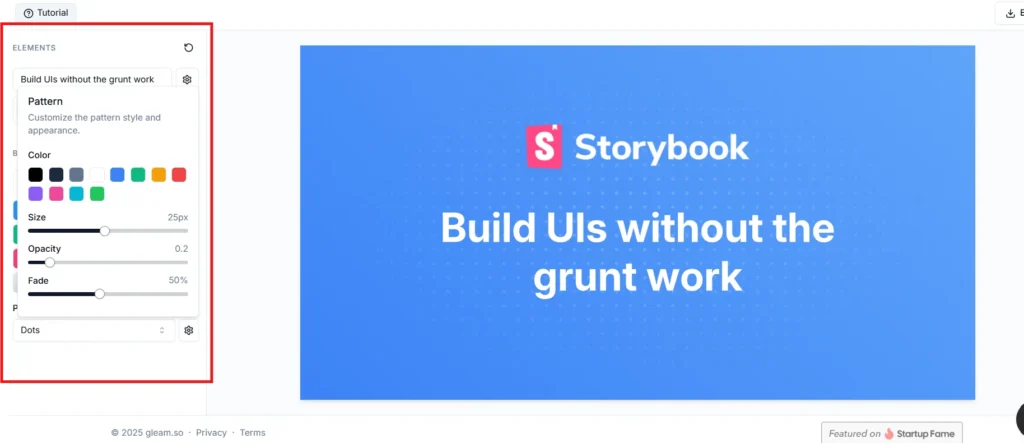 Customize Patterns Setting Preview of Gleam - OG Image Generator
