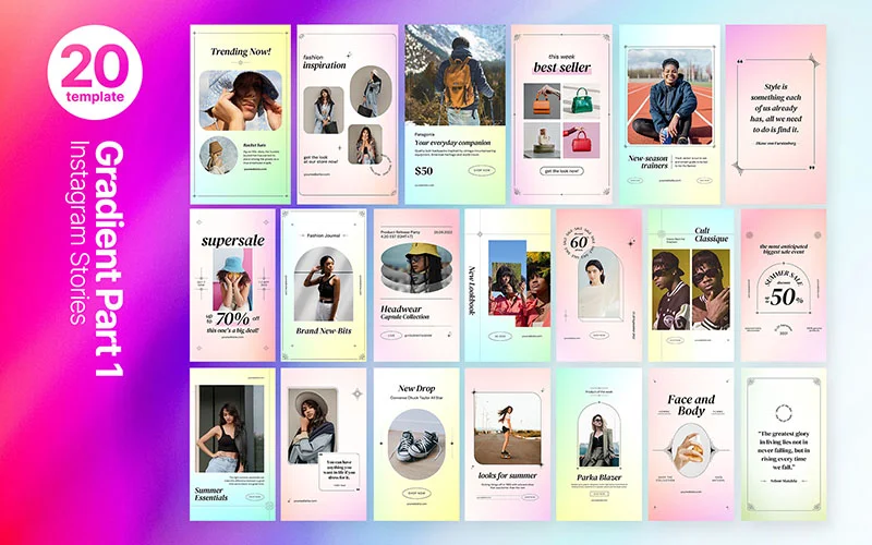 Gradient story templates preview