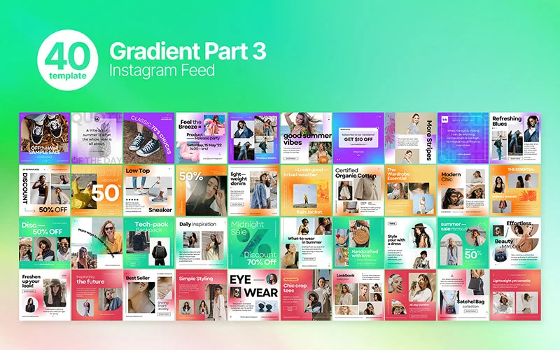 Gradient instagram feed templates preview