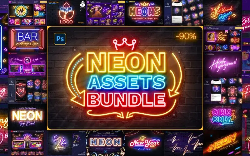 Neon Effect Photoshop Templates feature image