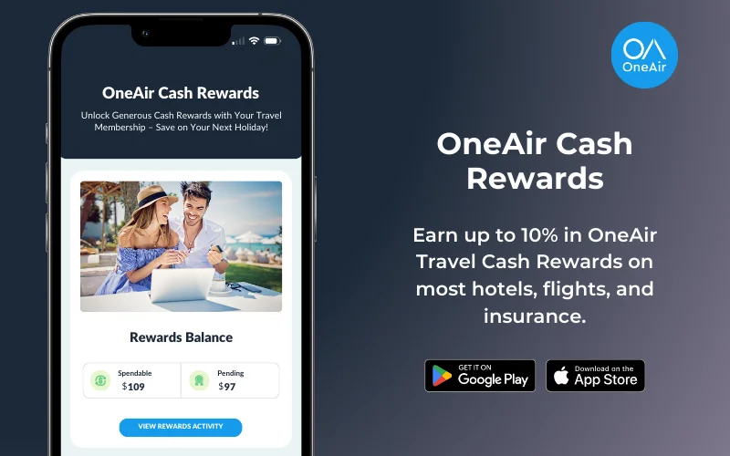 OneAir Cash rewards feature on each purchase