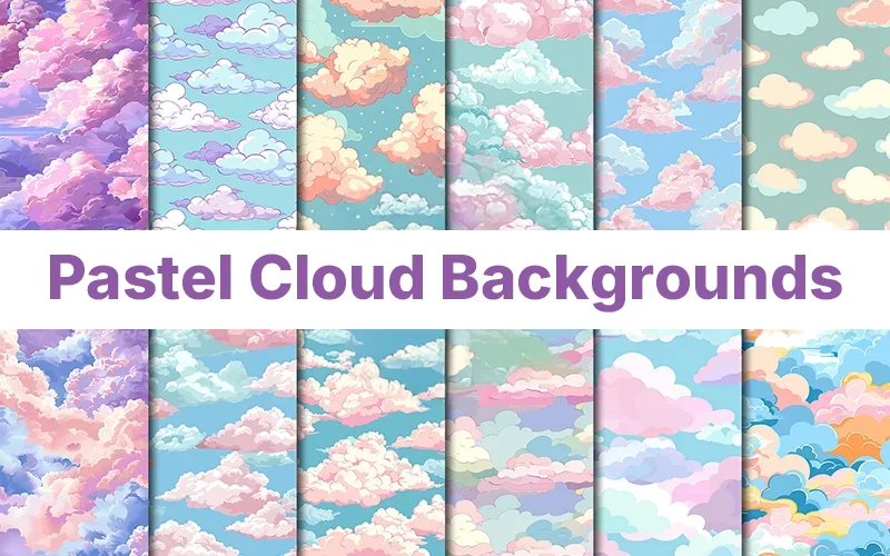 Pastel Cloud Backgrounds Bundle Feature Image