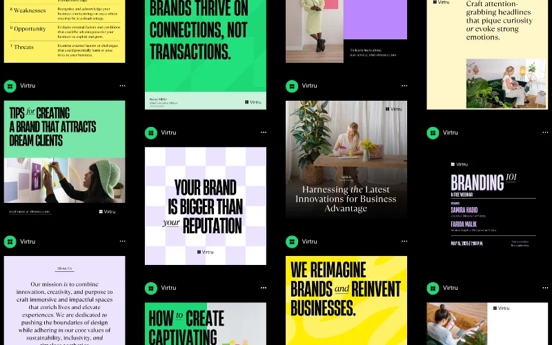 A collage of the previews of the layouts included in this bundle