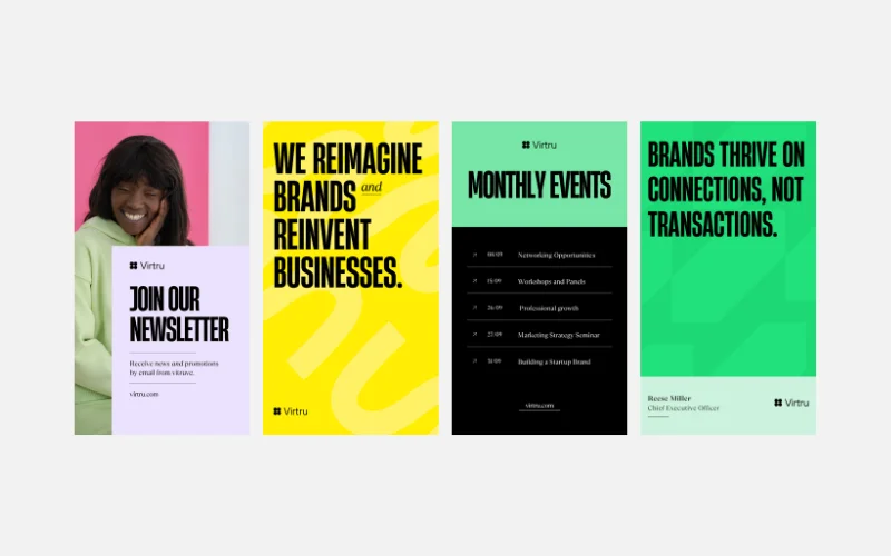 A collage of story business canva templates