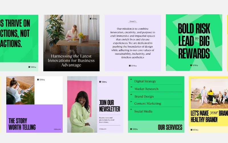 A collage of the previews of the ig post layouts included in this bundle