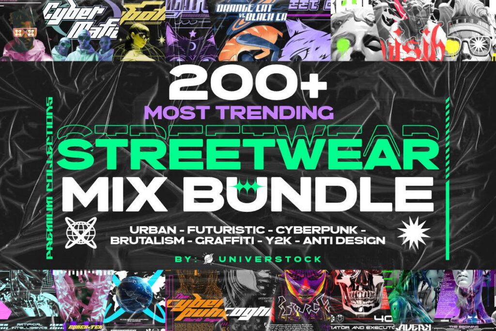 200+ Streetwear T shirt Designs Bundle Banner
