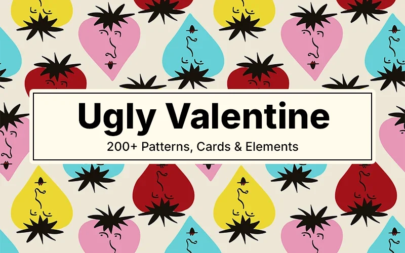 ugly valentine patterns, cards and elements feature image
