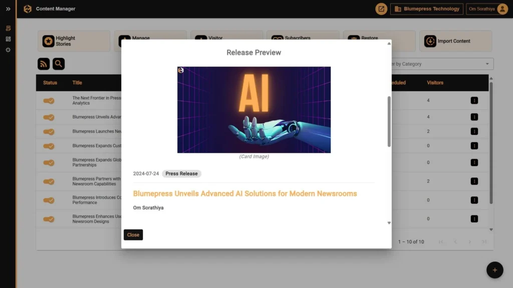 Press Release Preview