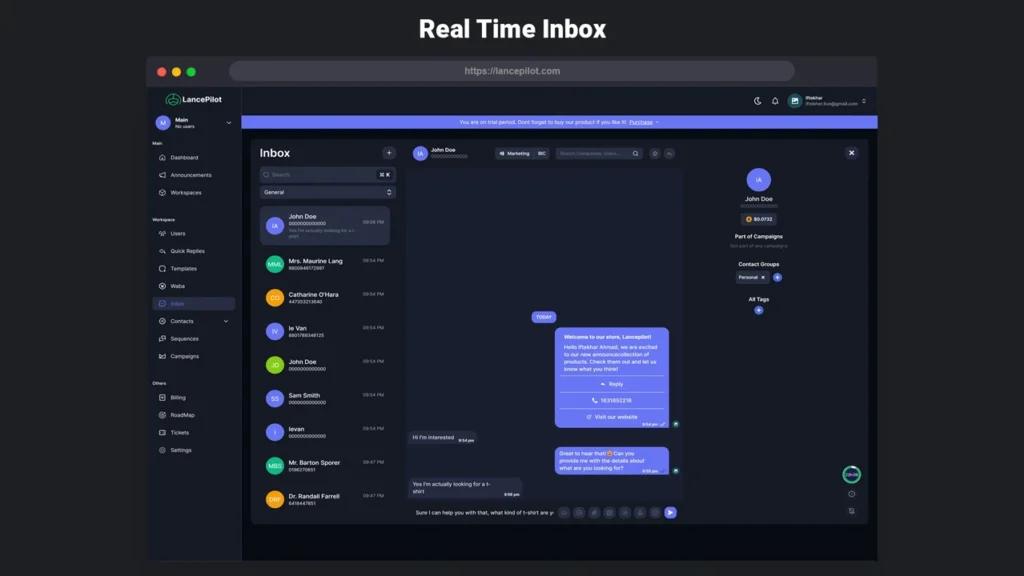 Lancepilot WhatsApp CRM , whatsapp marketing software whatsapp crm software