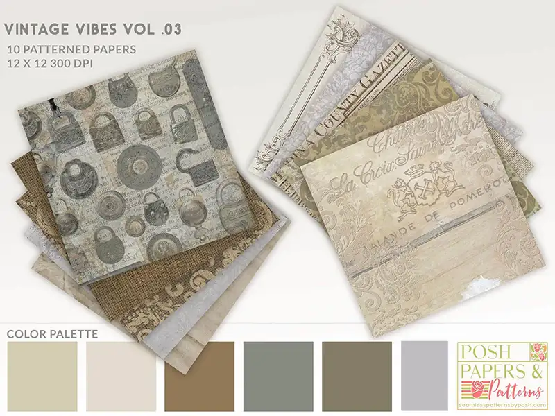 Seamless pattern images, vintage pattern paper, ephemera designs