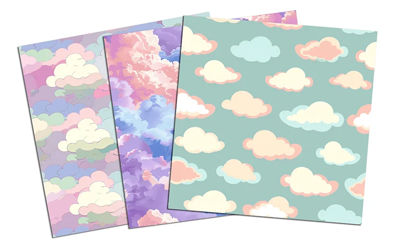 Preview of pastel cloud wallpapers included in the bundle