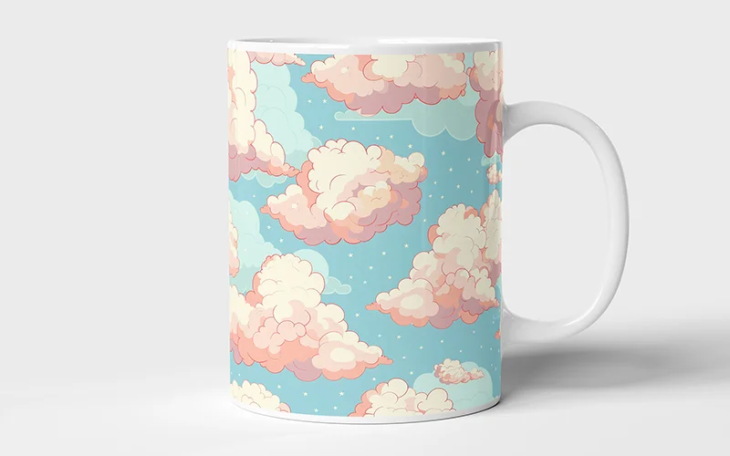 A mug designed with a cloud wallpaper