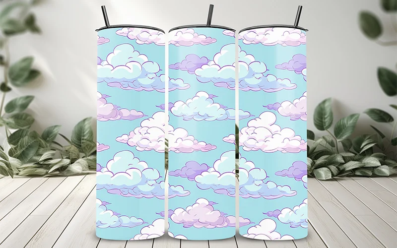 Skateboards designed with a cloud background