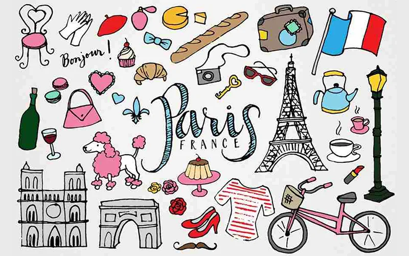 travel graphics, logo paris vector, paris illustrations, my little paris illustration