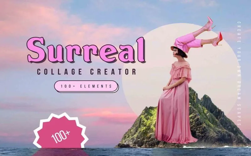 surreal collage art, pic collage png