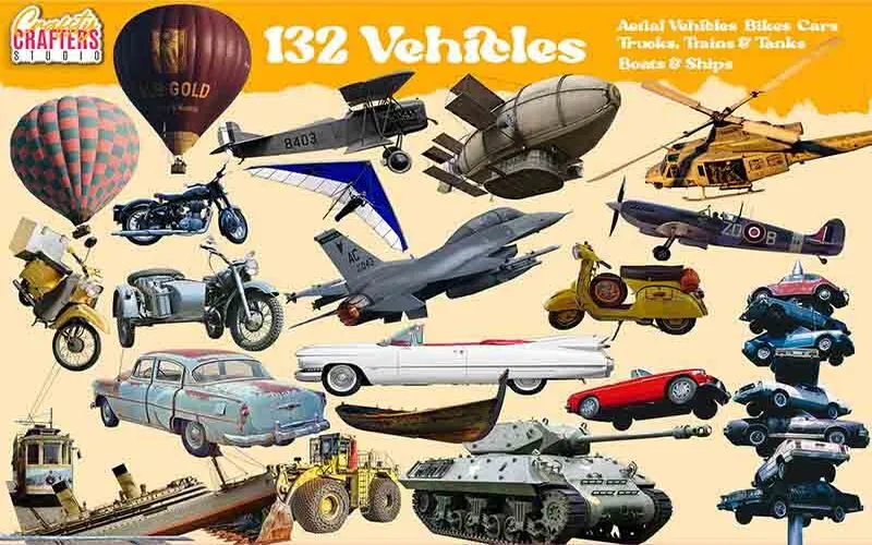 retro plane, retro cars, reto bike