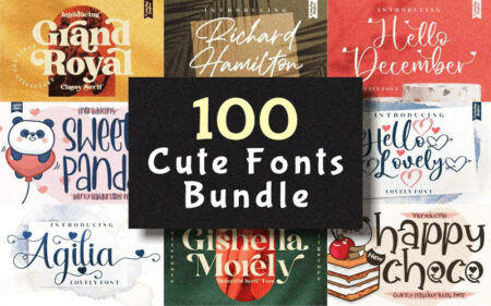 100 cute fonts bundle