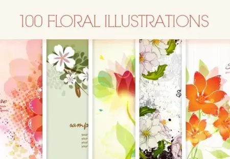 100 floral illustrations bundle