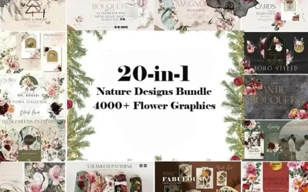 20-In-1 Nature Designs Bundle: 4000+ Flower Graphics