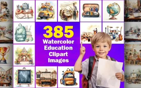 385 Watercolor Education Clipart Images