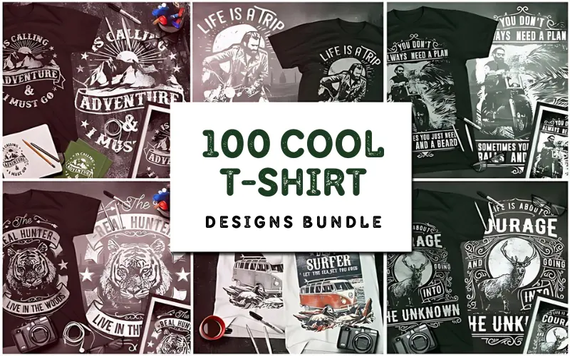 100 cool t-shirt designs bundle