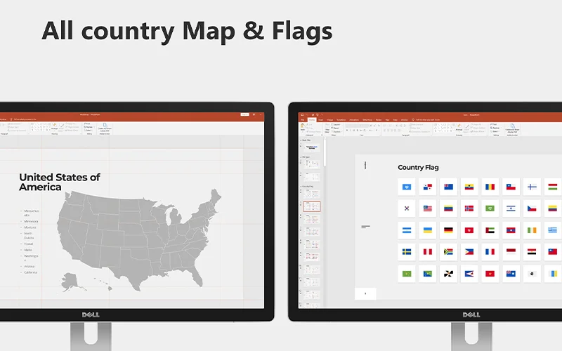 All country map and flags for presentations