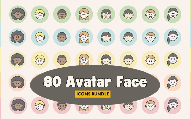 80 Avatar Face Icons Bundle