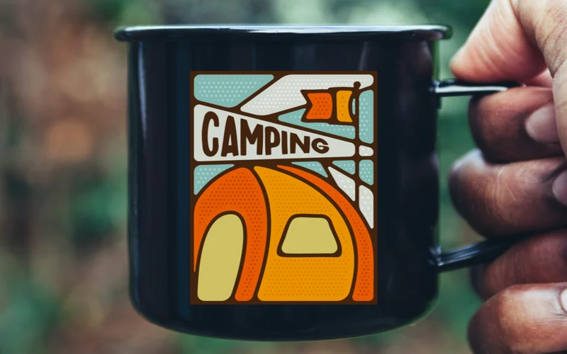 Camping coffee mug Badges