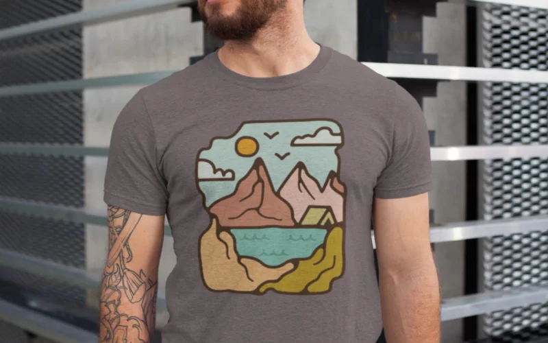 tshirt mockup of Summer Camping Badges