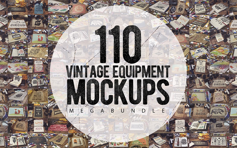 110 Vintage Mockups Bundle Feature Image