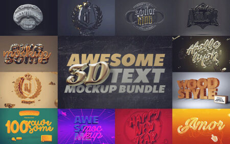 Awesome 3D text mockup bundle