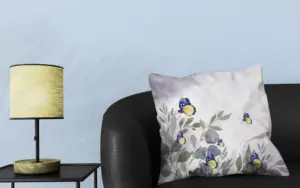 Pillow Cover Designed With White Butterfly Background