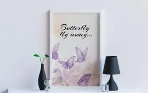 Wall Photo Frame Designed With White & Violet Butterfly Background