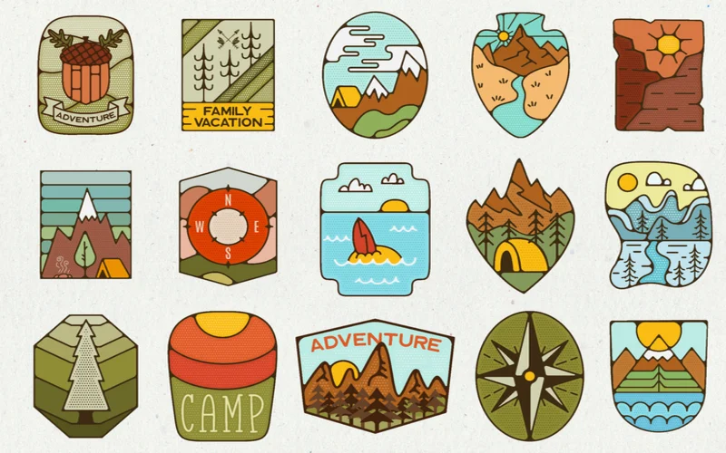 Cartoon Summer Camping Badges