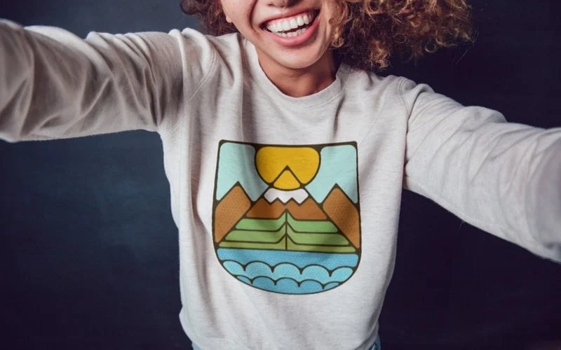 sweatshirt mockup with Camping Badges preview