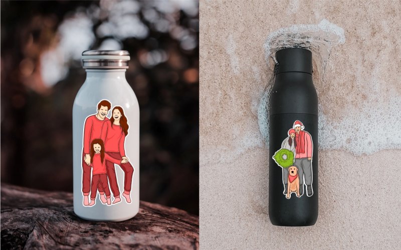 Family sublimation on a bottle