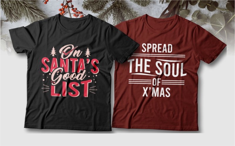 brown and black t-shirts with Christmas sayings