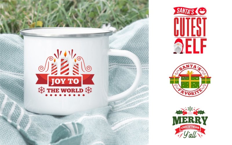 3 Christmas sublimations, cup mockup