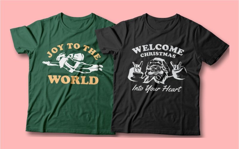 2 christmas vectors on t-shirts