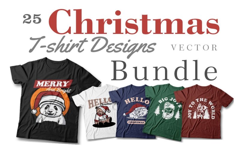 christmas vectors t shirt mockups bundle