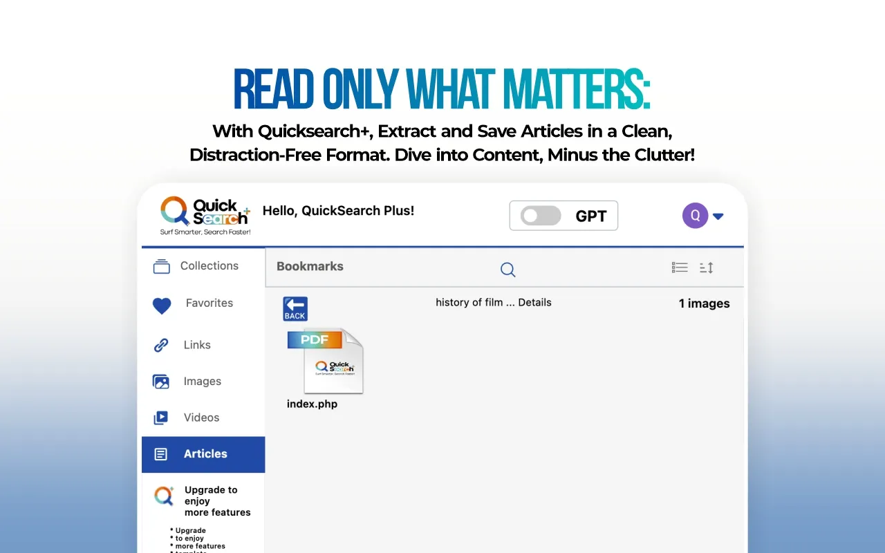 Clutter Free Browsing Assistant - QuickSearchPlus