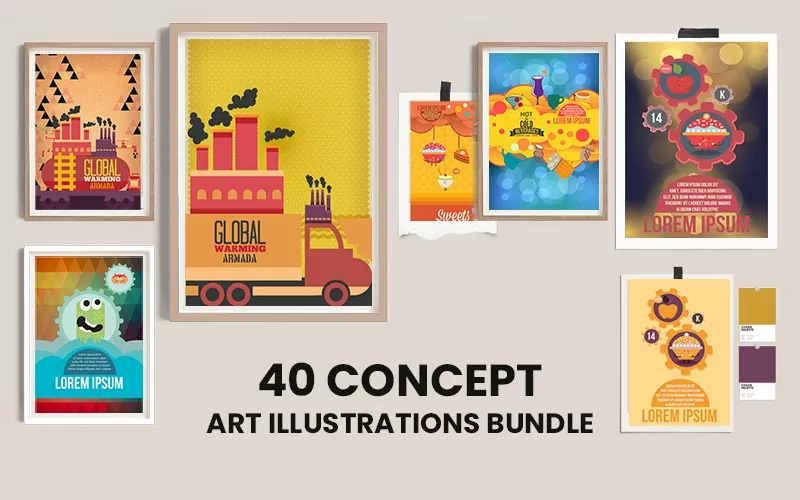 40 Concept Art Illustrations bundle feature image