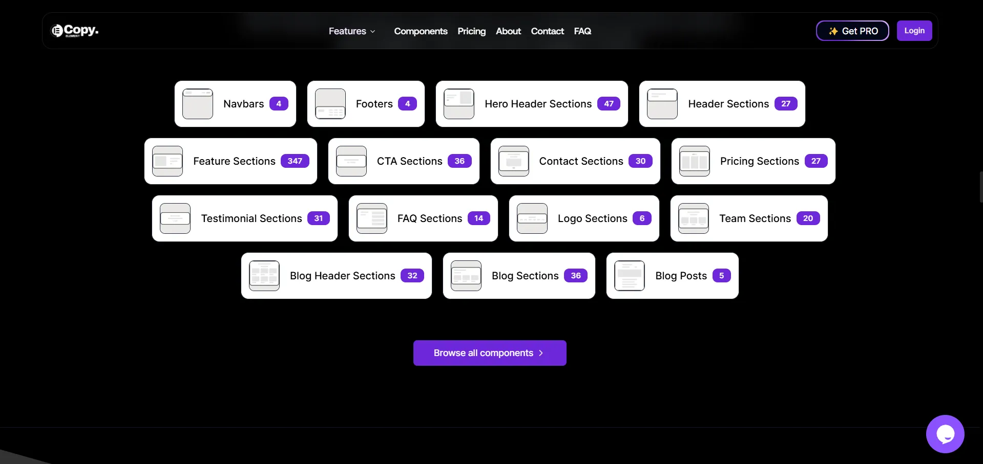 Preview of Elements included in CopyElement Elementor Kit