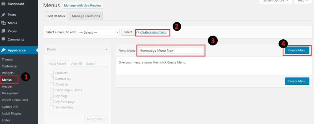 Create a Menu