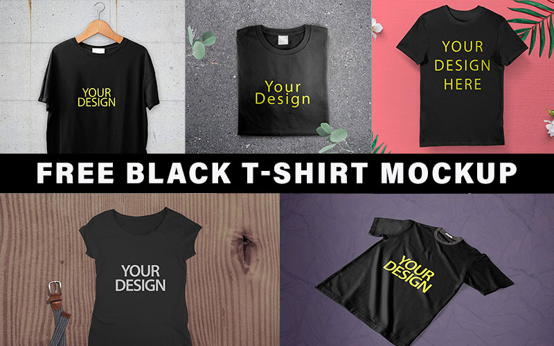 Free Black T-Shirt Mockup